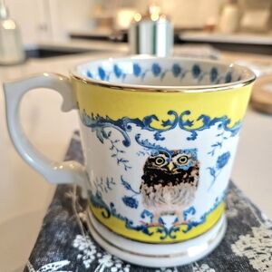 Anthropologie Nature Table Stoneware Owl Mug